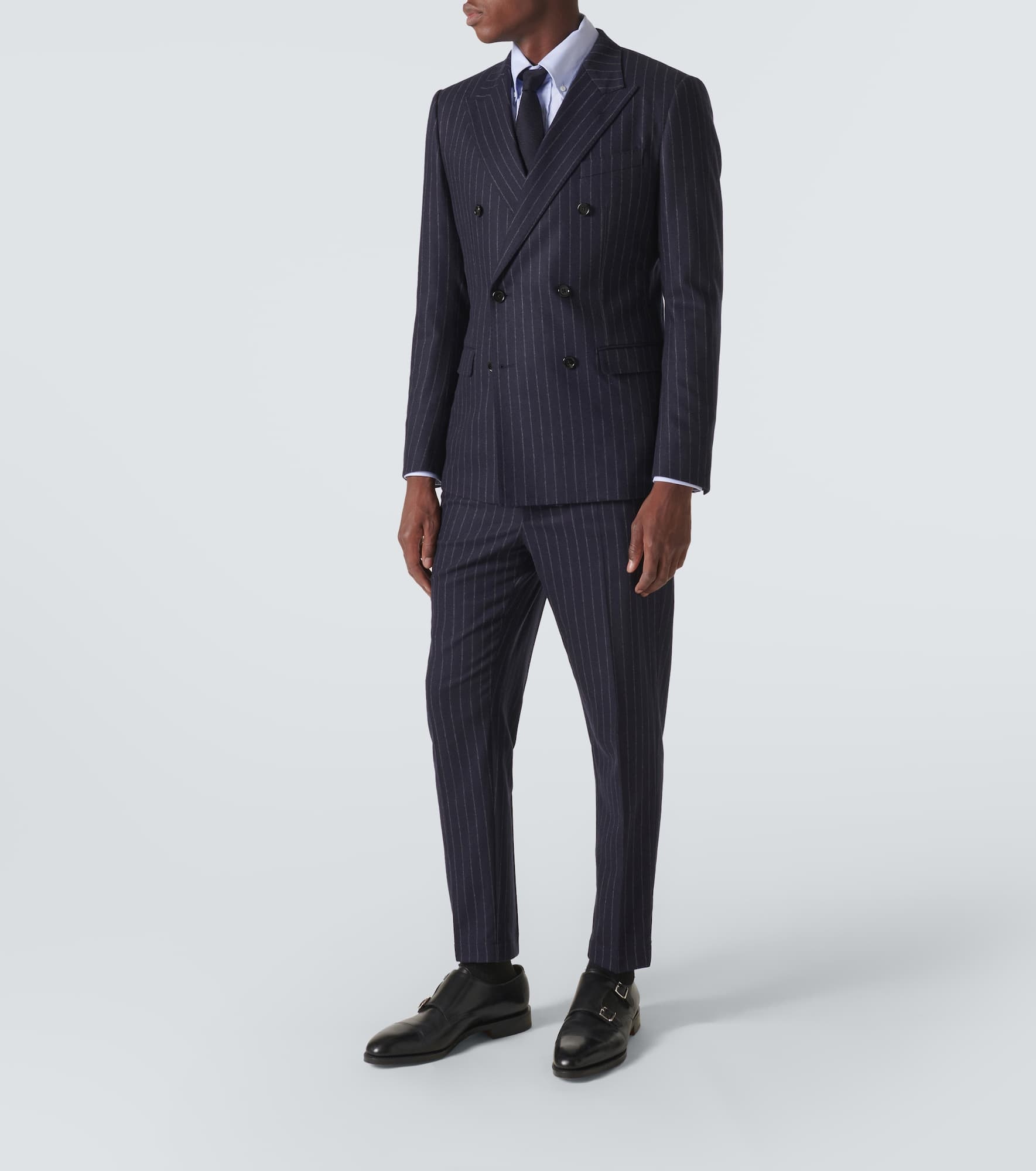 Pinstripe wool and cashmere suit jacket - 2