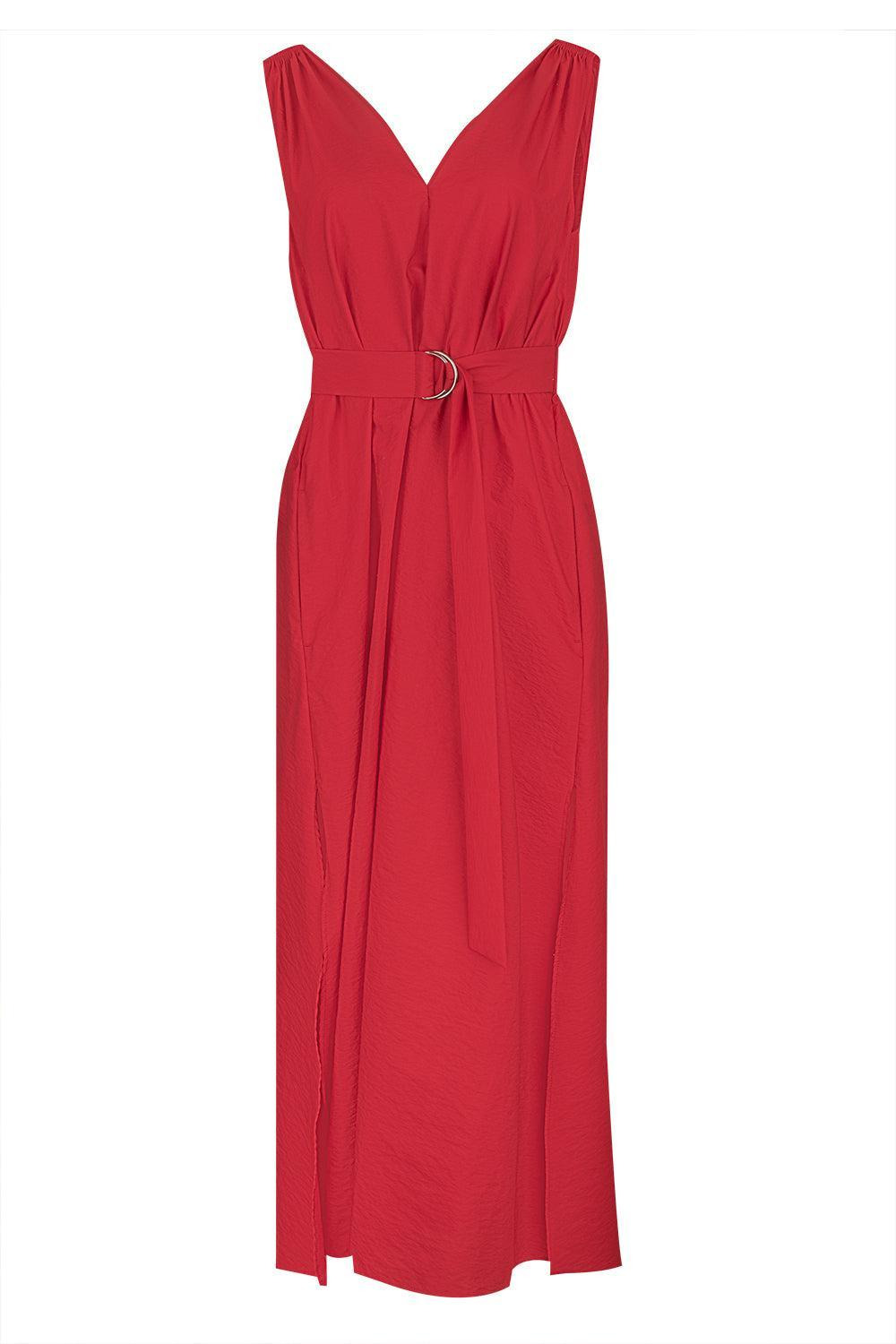 Monili Shoulder Maxi Dress - Red - 1