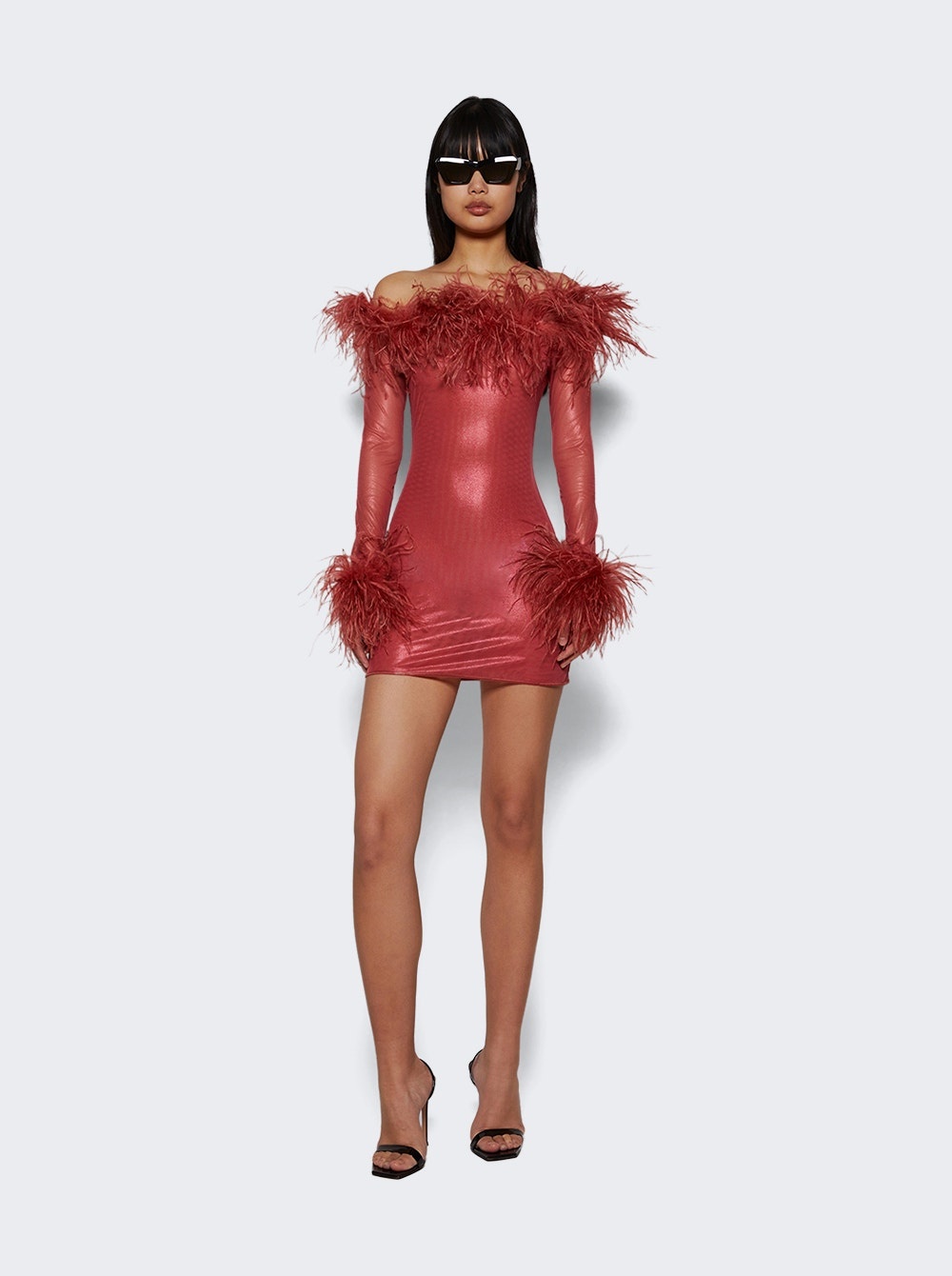 Lame Plumage Short Dress Terre Rouge - 5