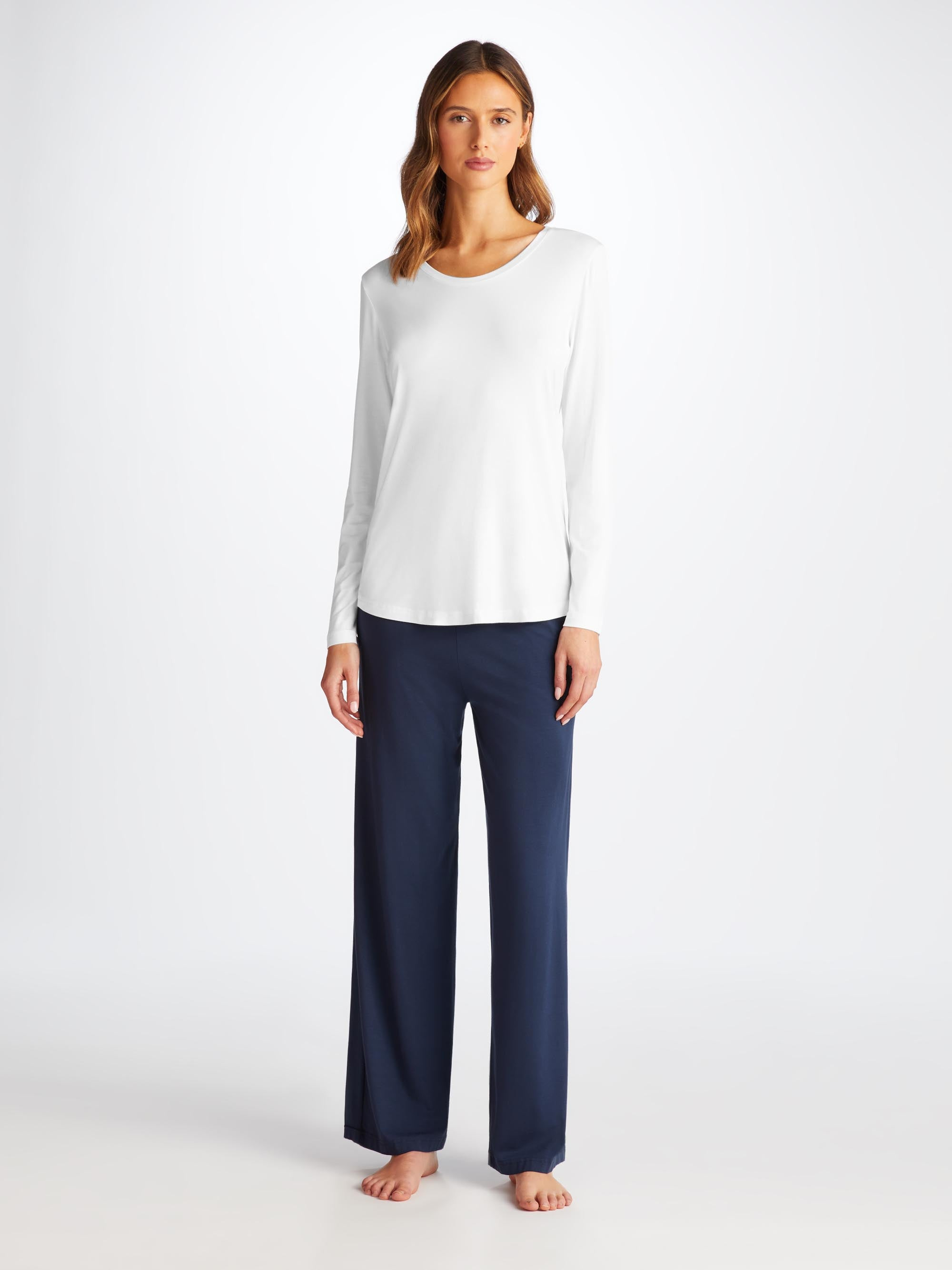 Women's Long Sleeve T-Shirt Lara Micro Modal Stretch White - 3