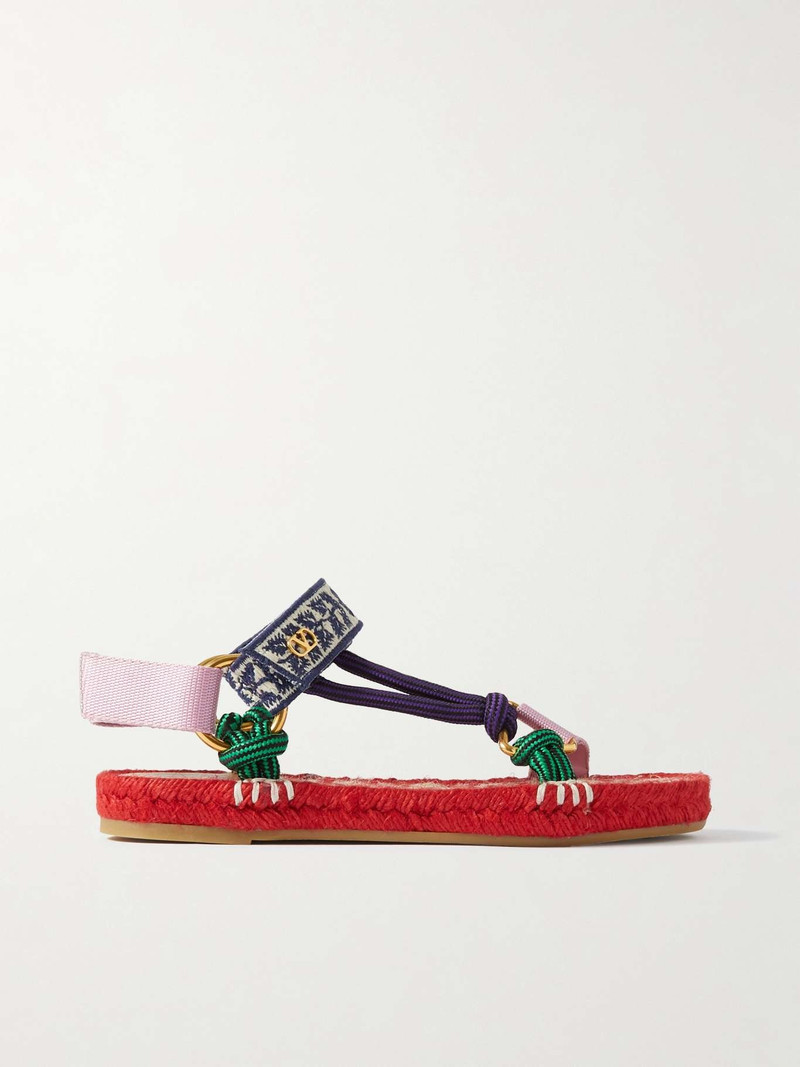 Grosgrain, cord and jacquard espadrille sandals Red - 1