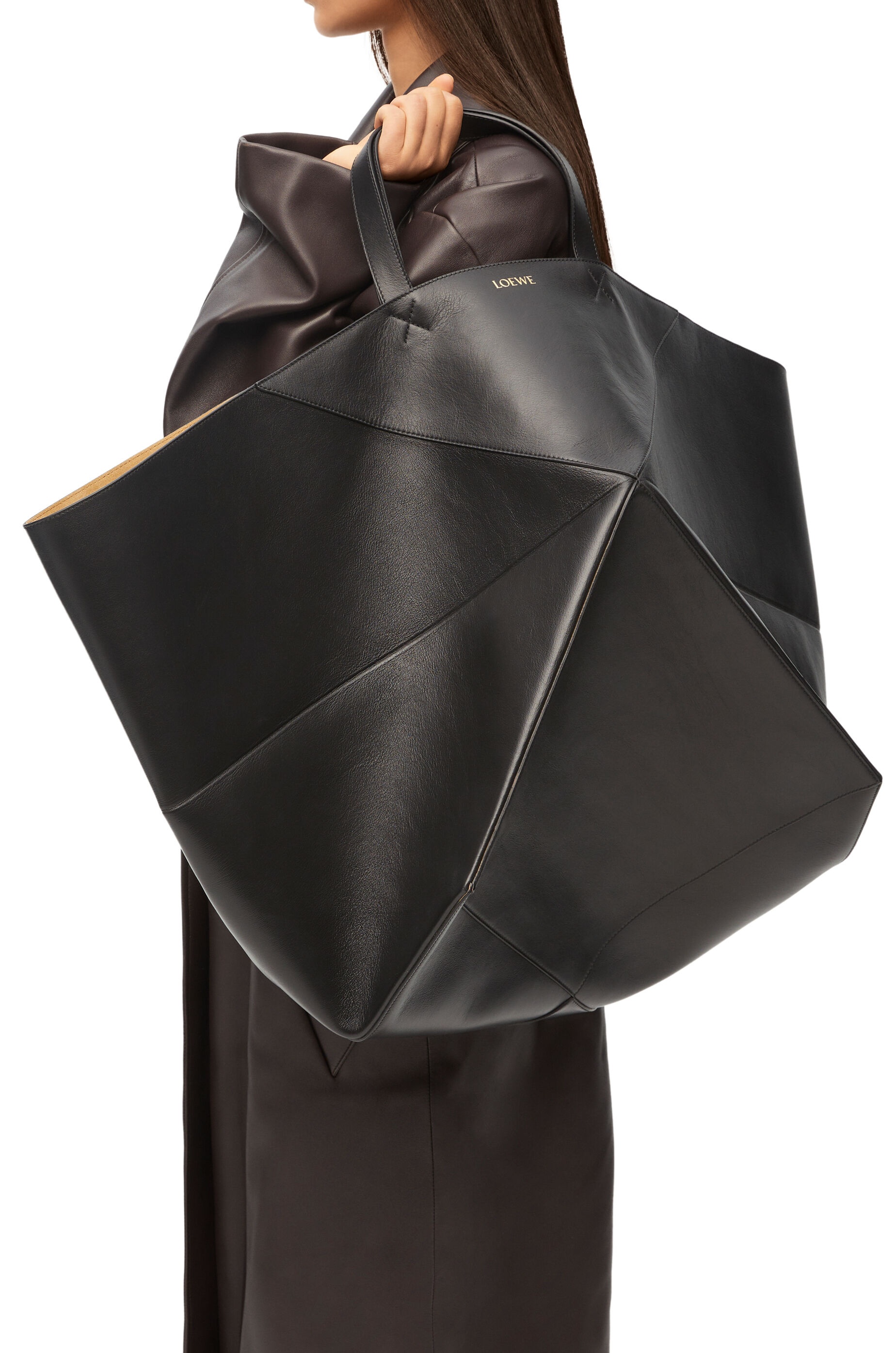 XXL Puzzle Fold Tote in shiny calfskin - 3