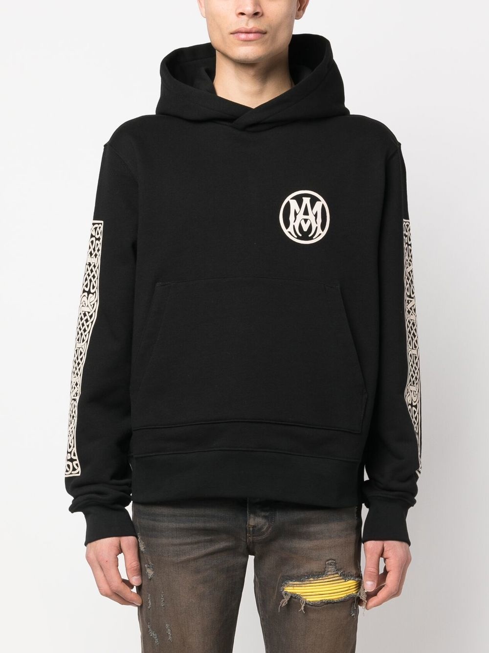 logo-embroidered cotton hoodie - 3