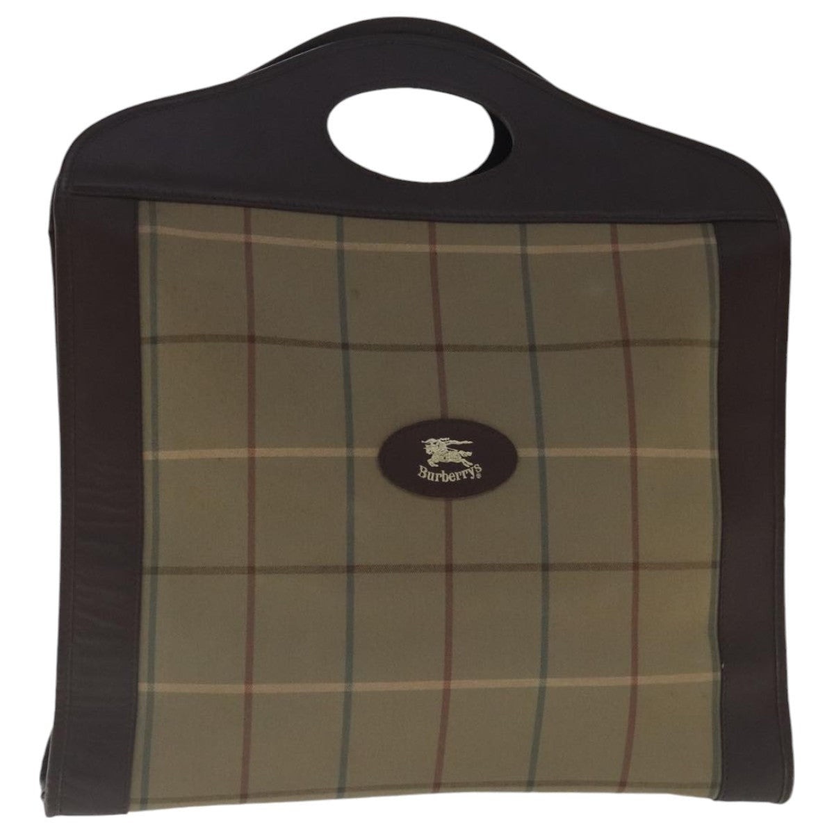 Burberry Nova Check Hand Bag Canvas Leather Brown - 1