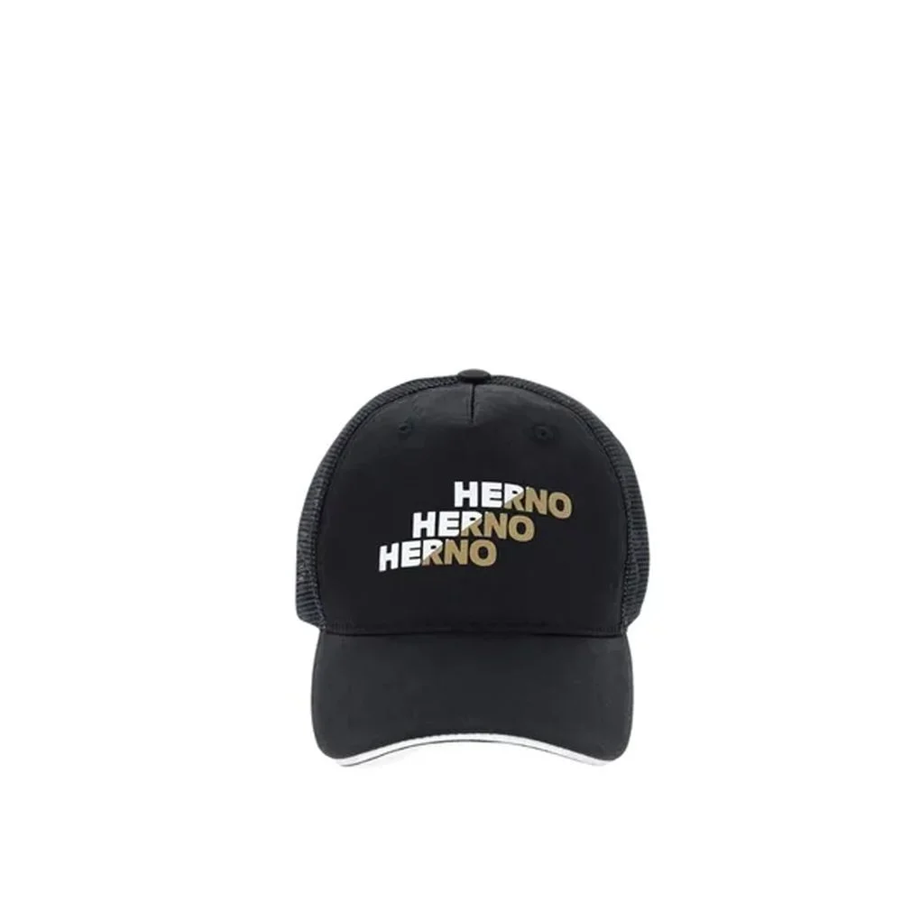 Herno HE-9149981819092 Logo-Embroidered Cotton Baseball Cap — Black - 1