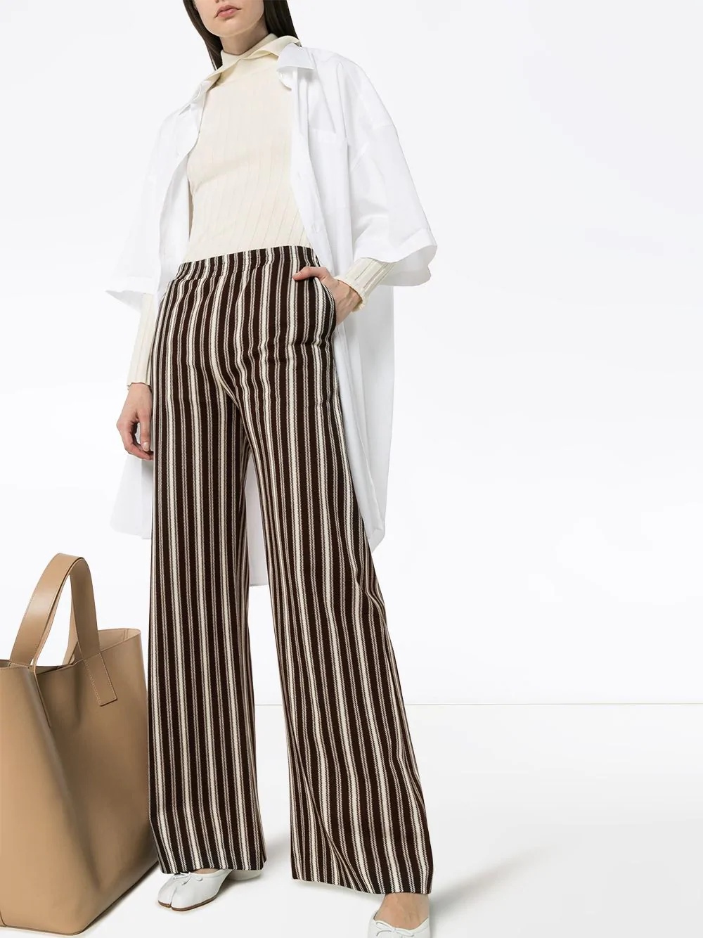 wide-leg striped trousers - 2