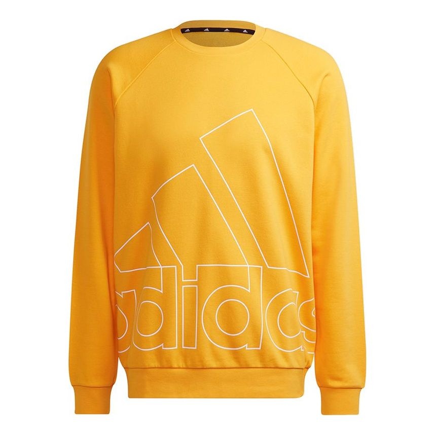 Men's adidas Big Lo Swt Ft Logo Printing Casual Sports Round Neck Yellow HB5088 - 1