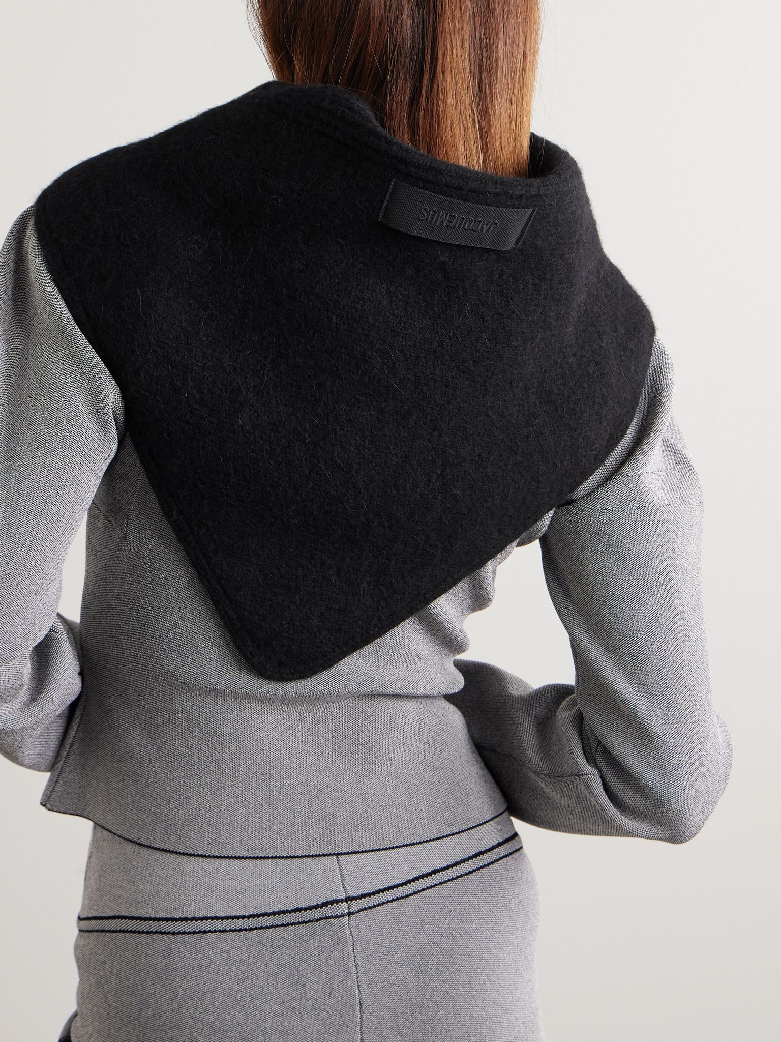 Logo-appliquéd brushed-knit scarf Black - 4