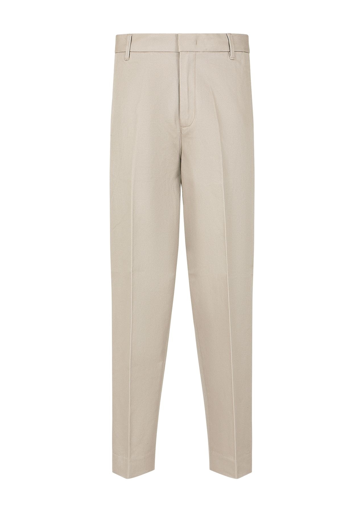 Cotton twill wide trousers with pleat - 1