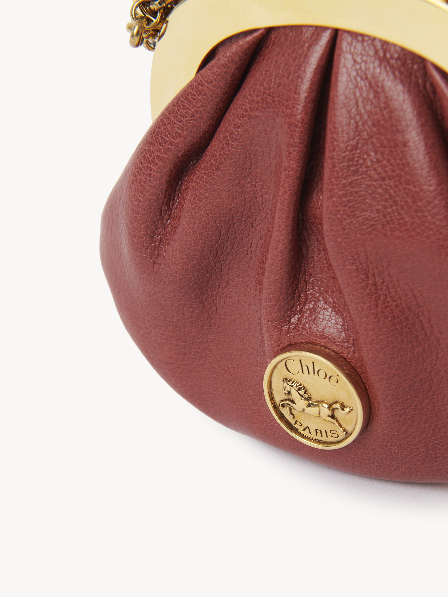 MICRO HORSE MEDAL COIN PURSE NECKLACE IN GRAINED LEATHER - 5