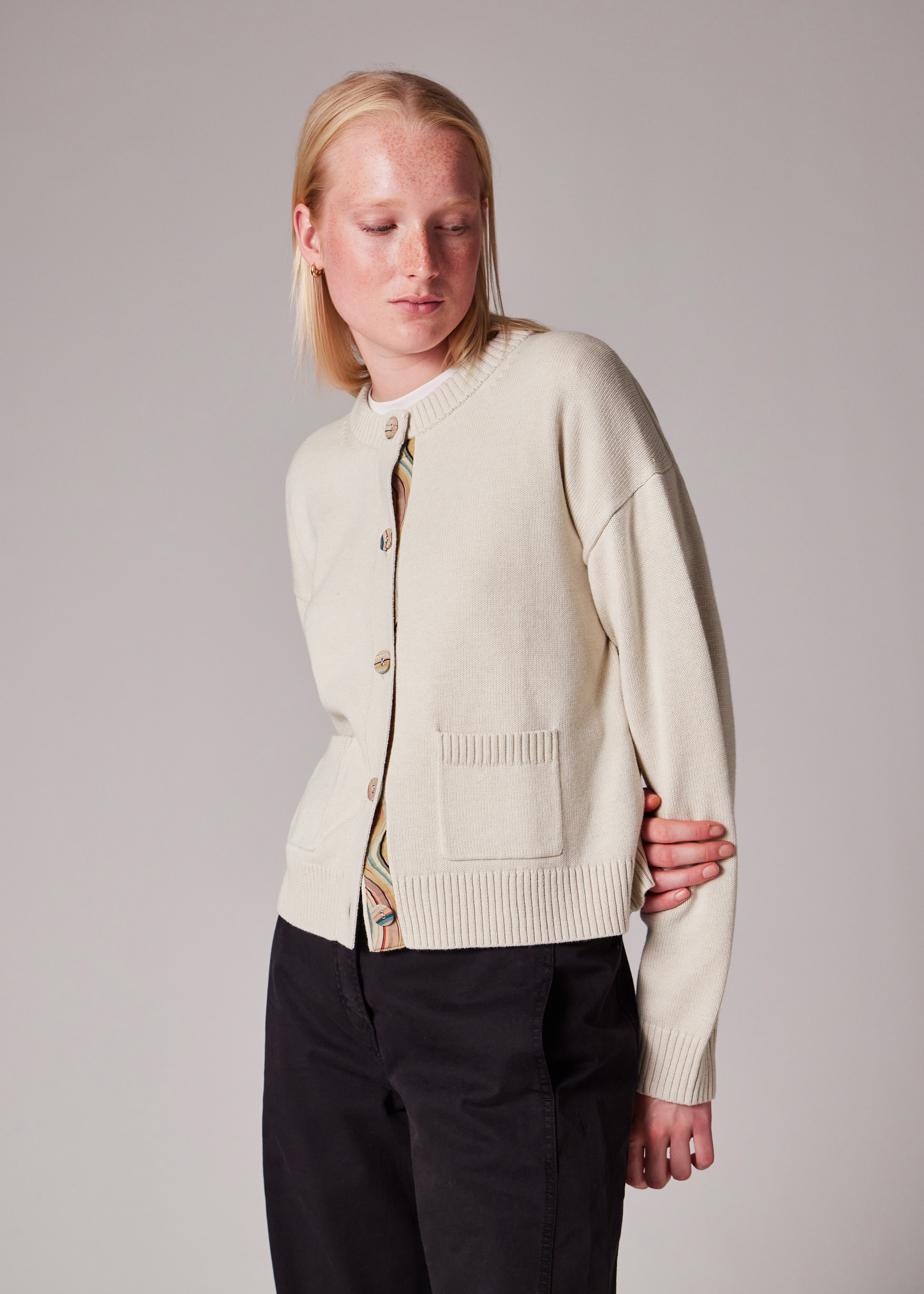 Women's Cream 'Swirl' Placket Cardigan - 5