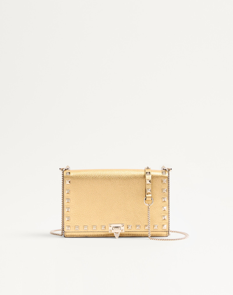 ROCKSTUD MINI CALFSKIN BAG WITH CHAIN IN LAMINATED GRAINY CALFSKIN 1