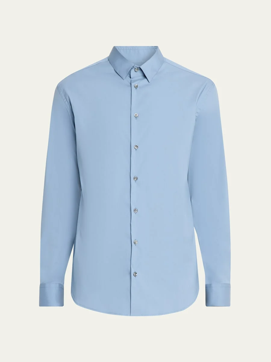 Men's Cotton-Blend Poplin Button-Front Shirt - 1