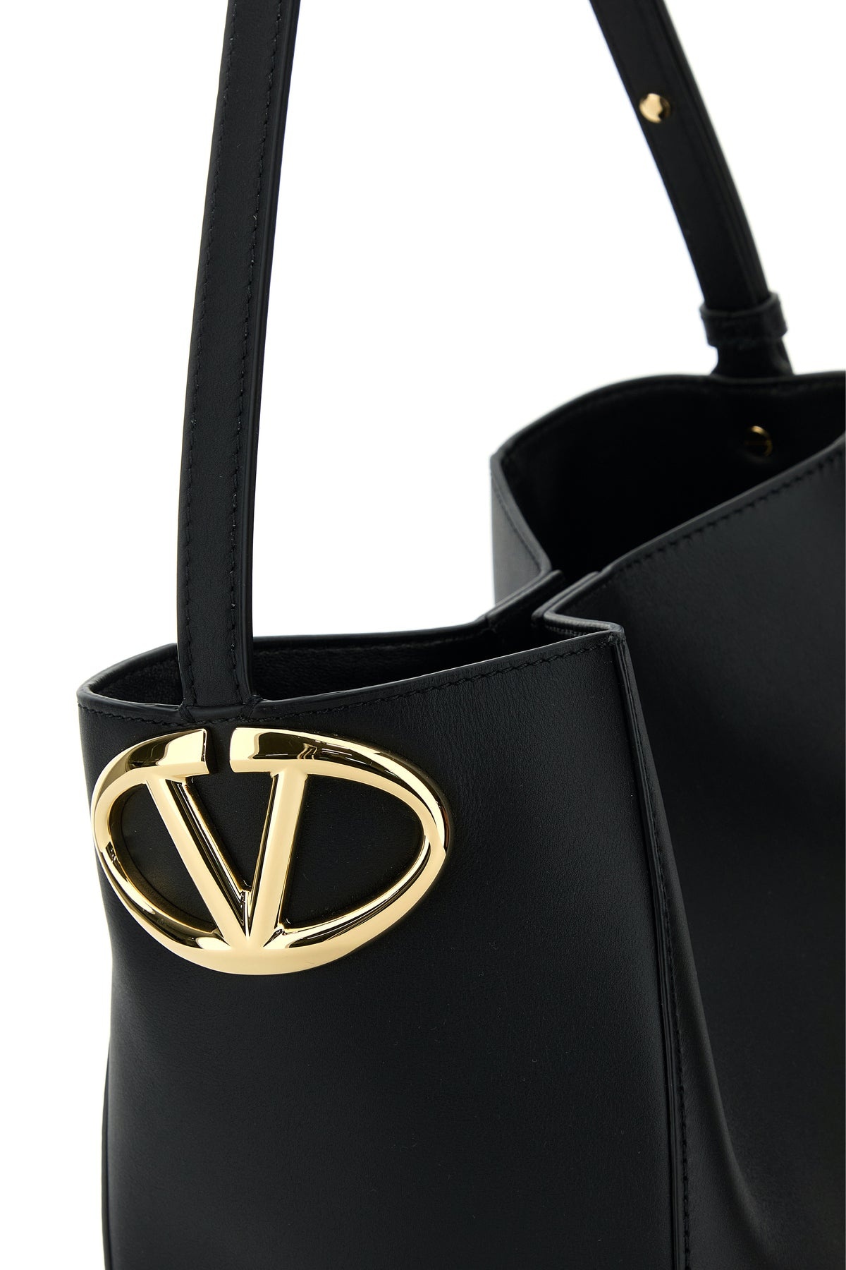 Black leather VLogo bucket bag - 4