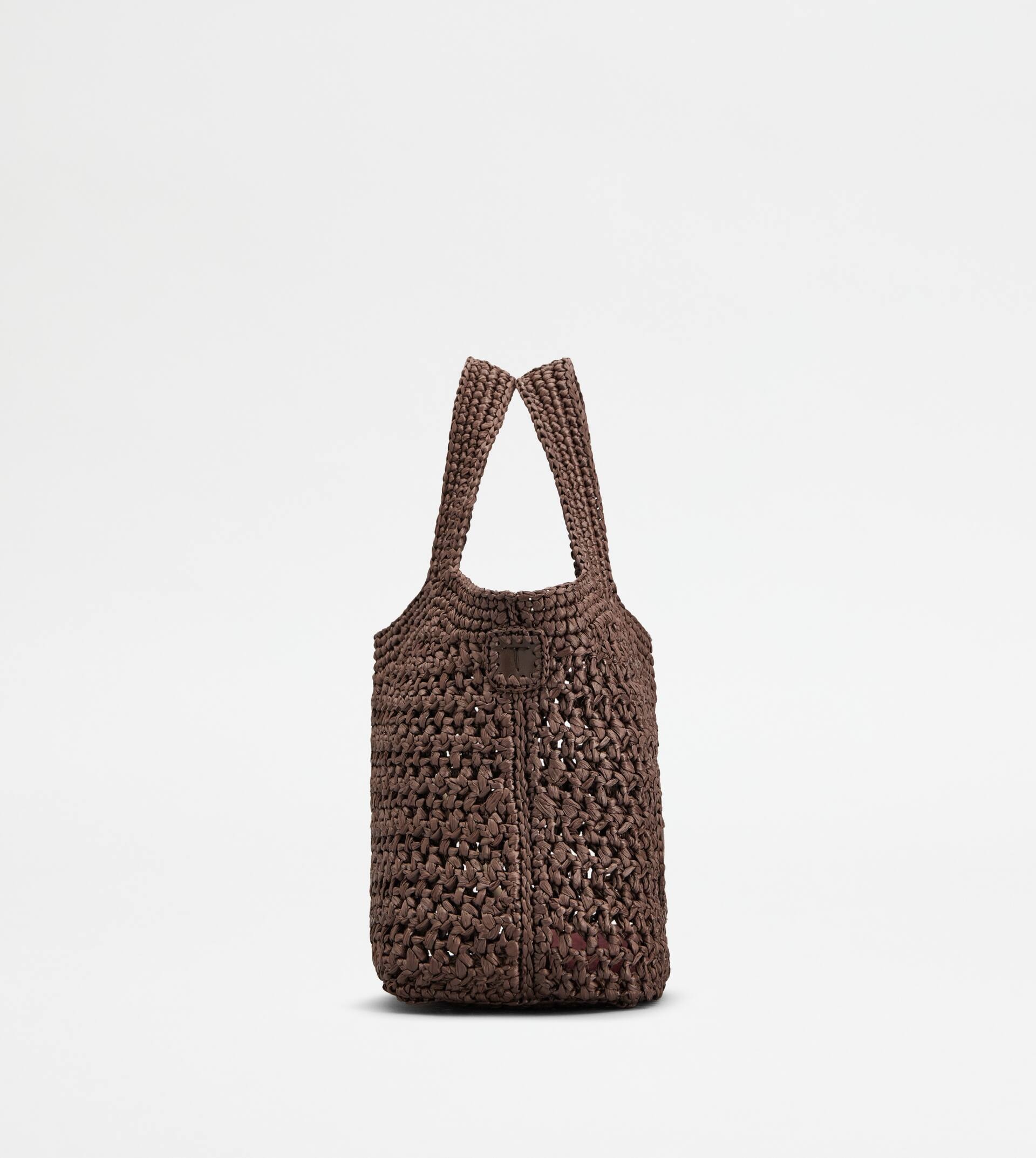 SHOPPING BAG IN RAFFIA AND LEATHER MINI - BROWN - 2