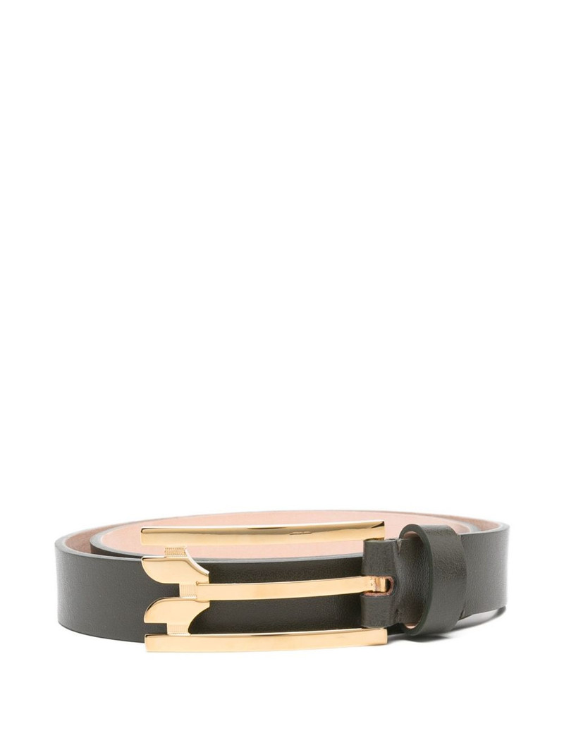 logo-buckle leather belt 1