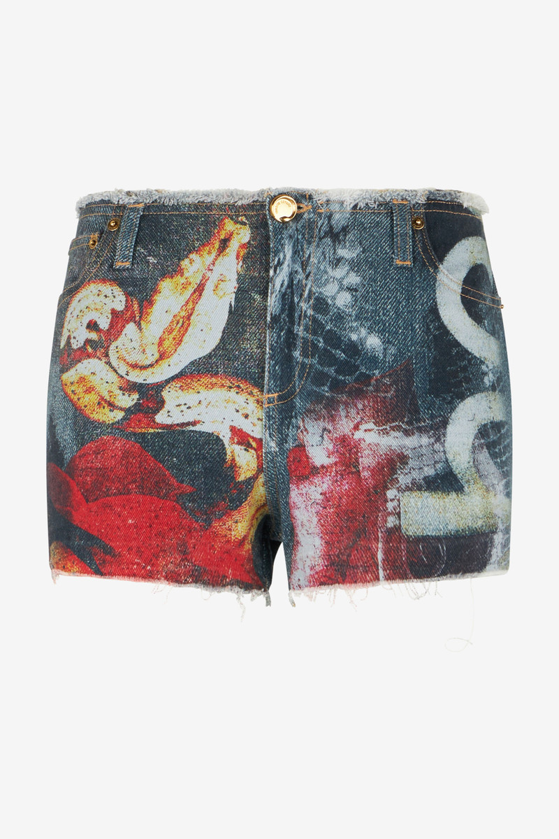 Denim Shorts With Roses And Snakes 1