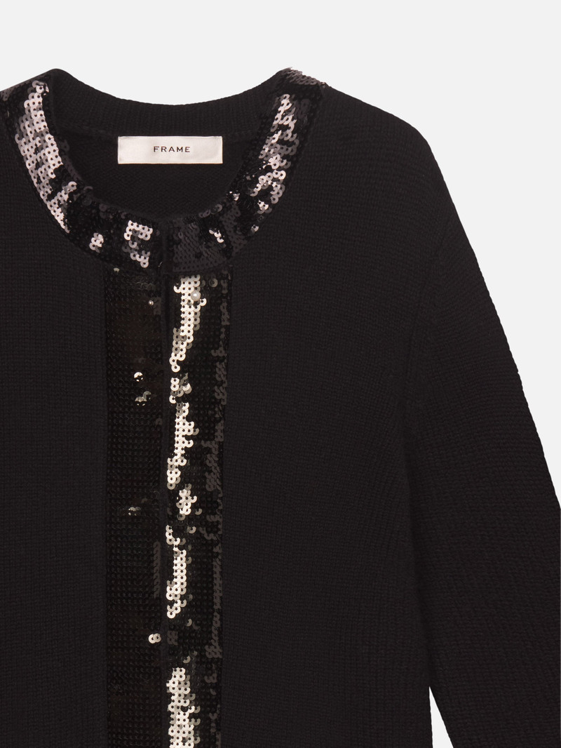 FRAME The Sequin Trim Cardigan outlook