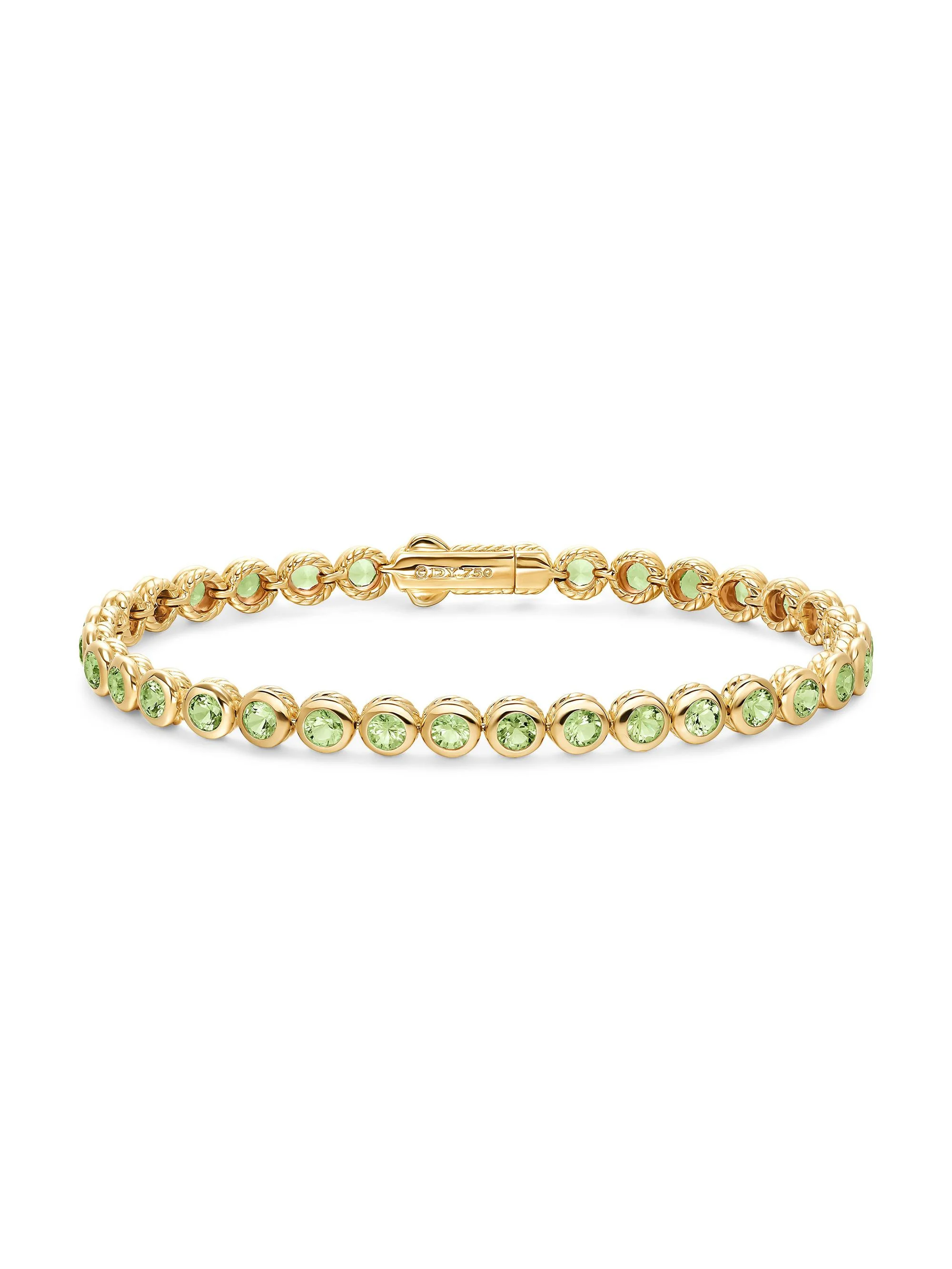 Women's Bezel Set Tennis Bracelet in 18K Yellow Gold - Peridot - 1