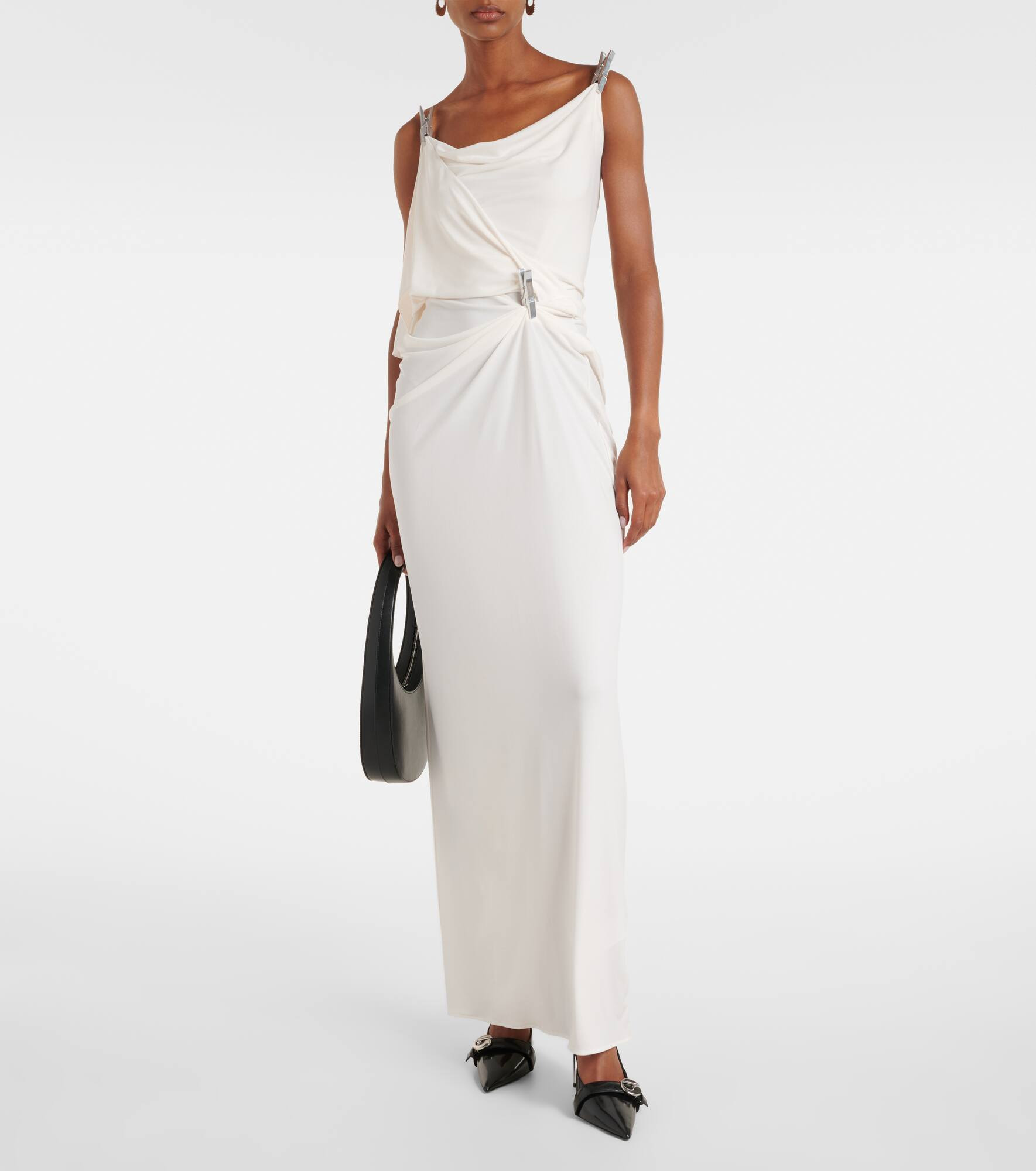 Draped embellished jersey maxi dress - 2