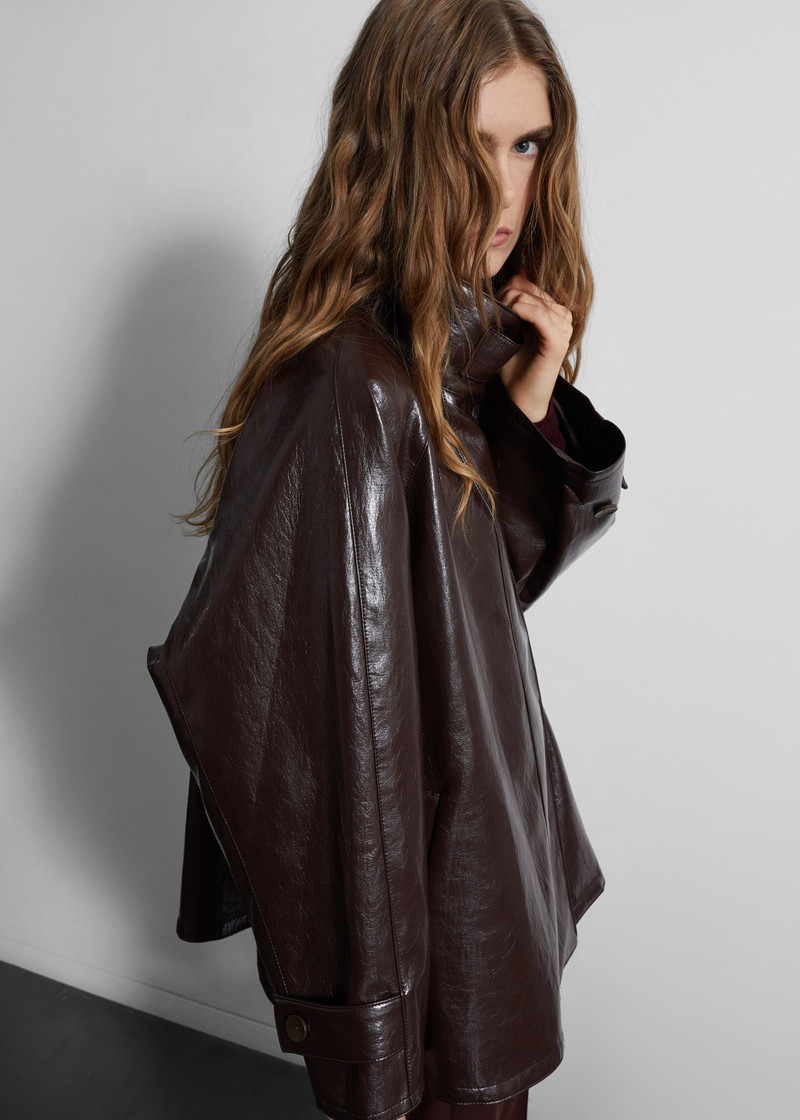 Dalaro Faux Leather Swing Jacket - Burgundy 4
