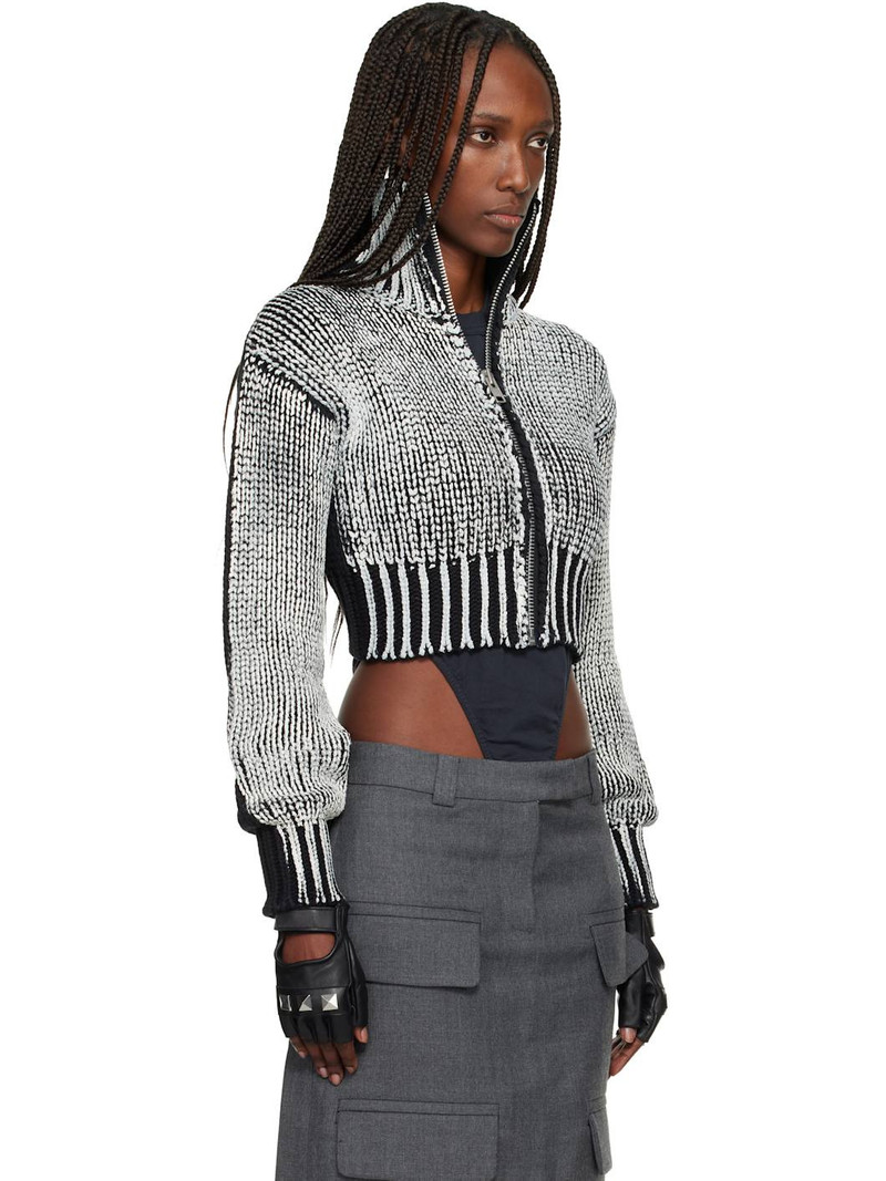 Black & White Zipper Cardigan 2