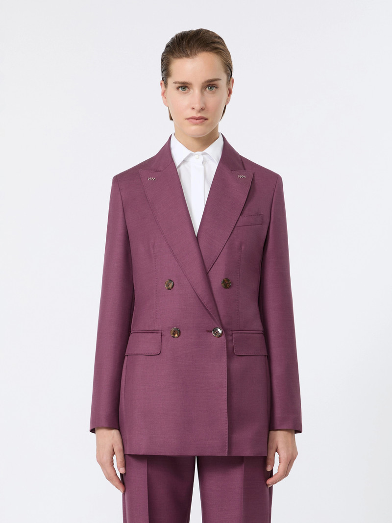 STAFFA Wool, mohair and silk double-breasted blazer - WINE-COLOURED 3