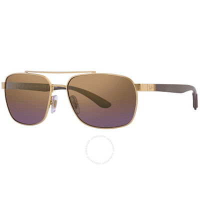 Ray-Ban Ray Ban Polarized Purple Mirrored Gold Gradient Rectangular Men's Sunglasses RB3701 001/6B 59 outlook