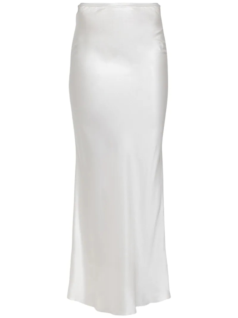 SAINT LAURENT CREPE SATIN LONG SKIRT luisaviaroma REVERSIBLE