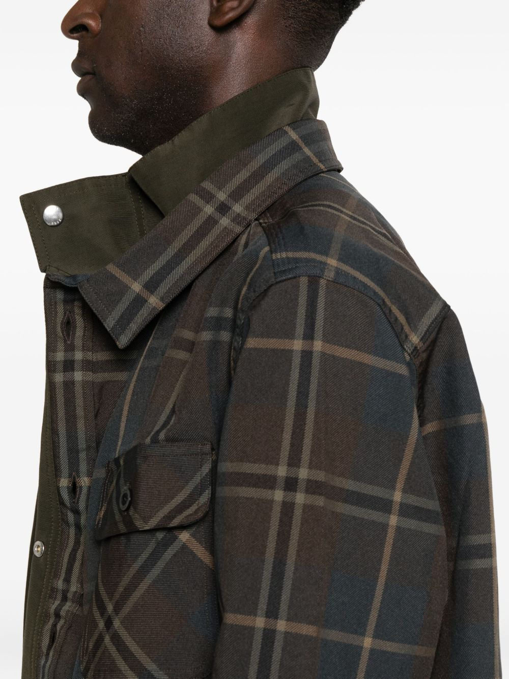 check-print layered shirt - 5