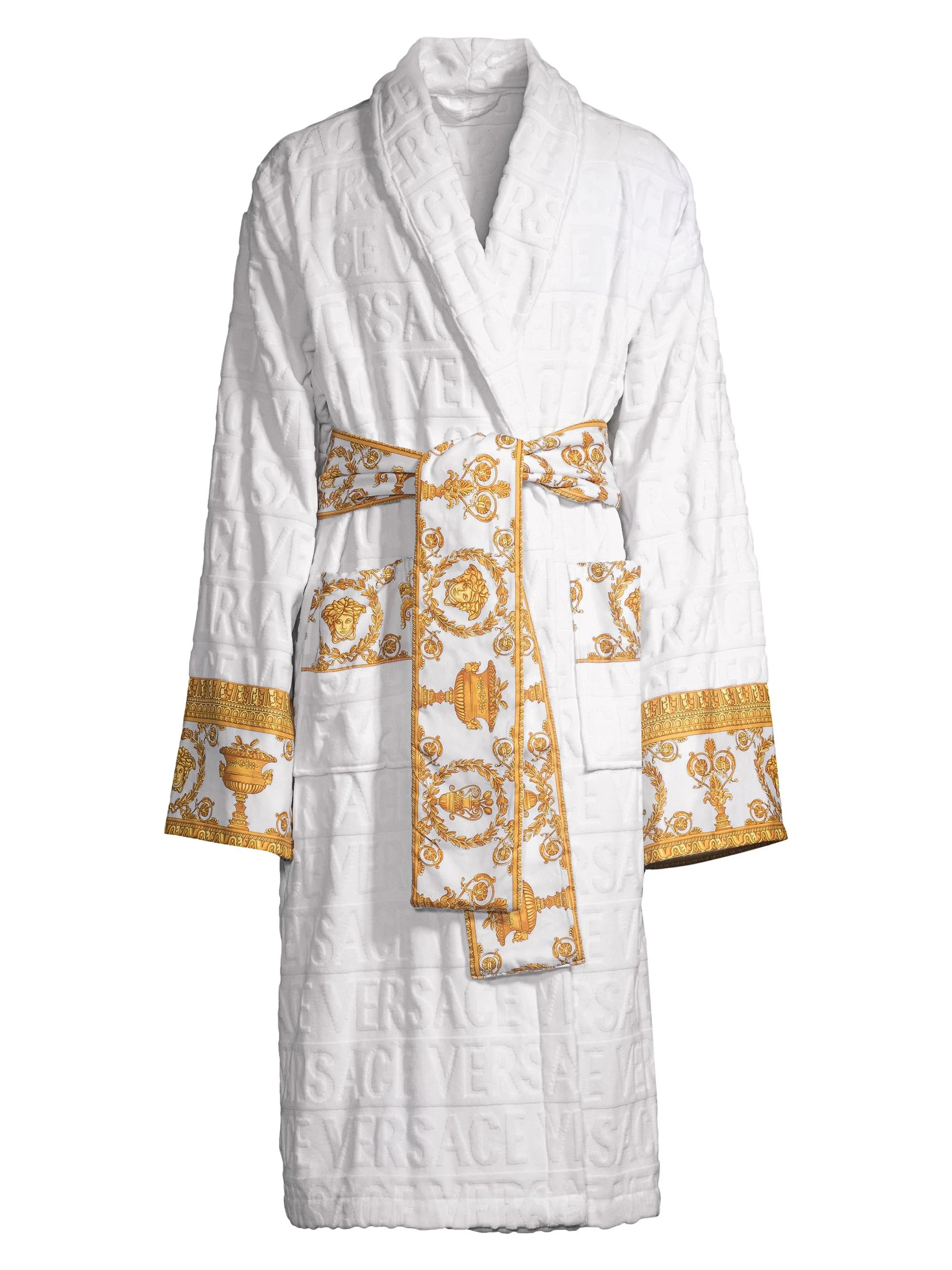Men's Logo Baroque Bathrobe - White - 1