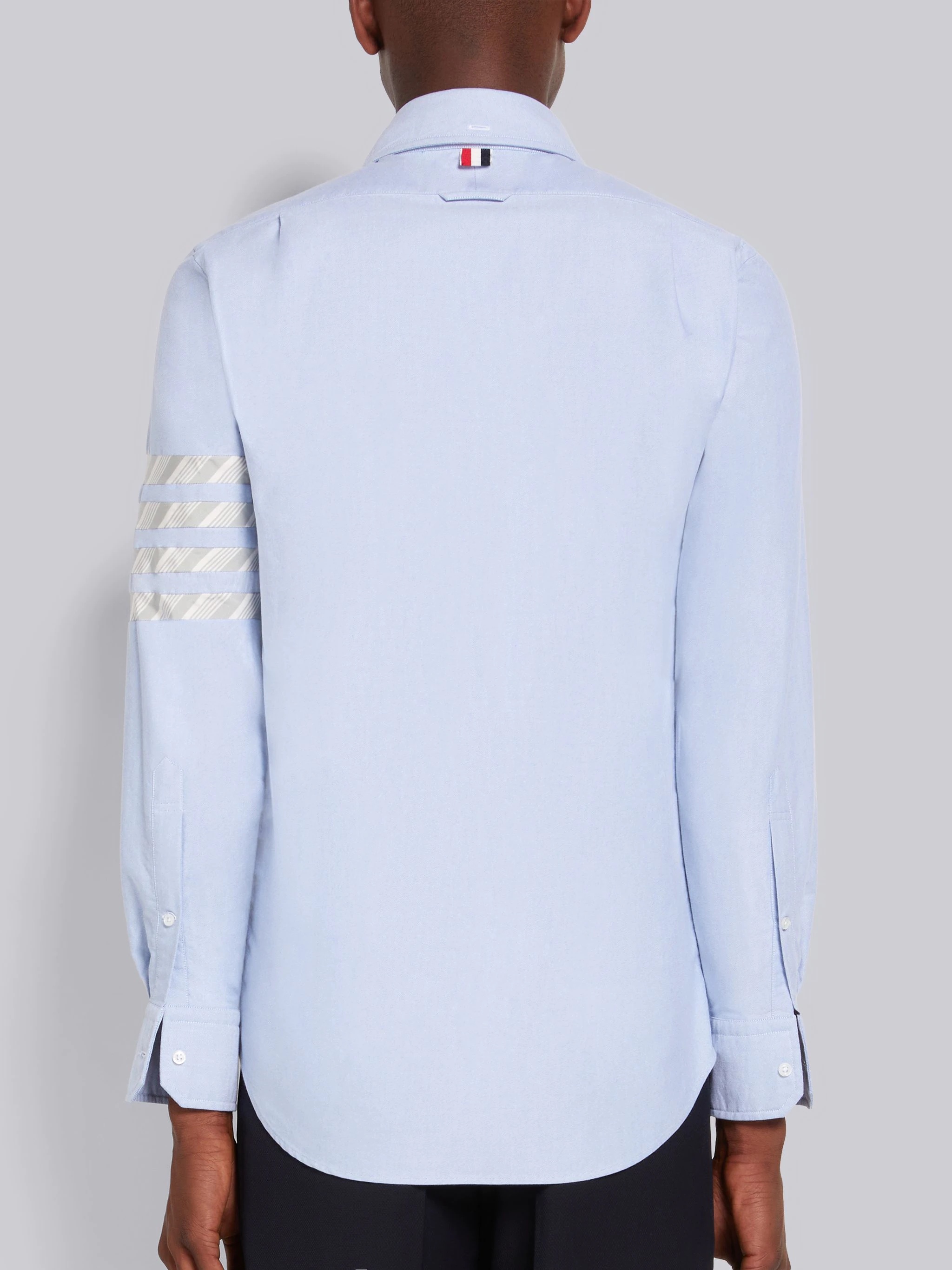 Light Blue Oxford Stripe 4-Bar Straight Fit Shirt - 4