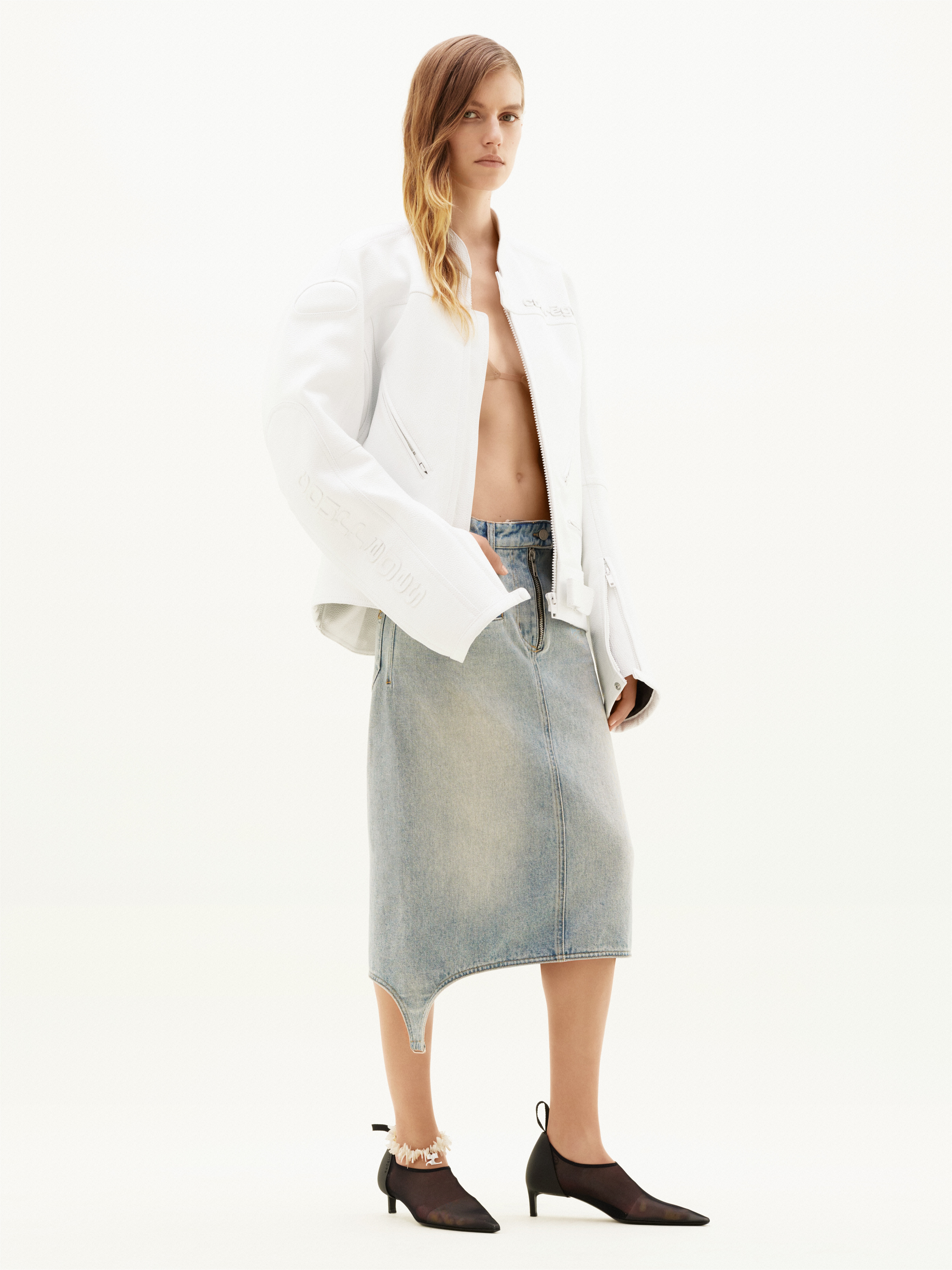 BLOUSON RACER WHITE LEATHER - 3