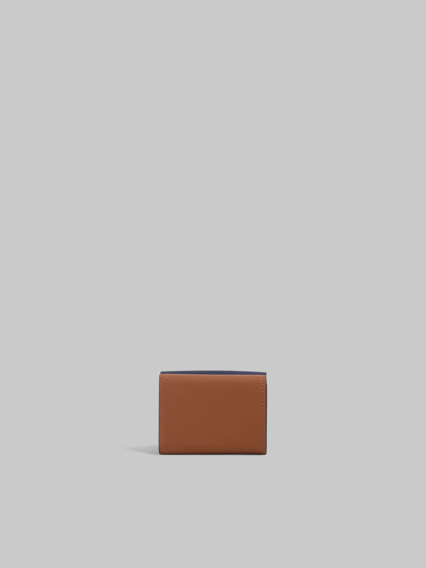 TRIFOLD WALLET IN BLUE, CREAM AND BROWN SAFFIANO LEATHER - 3