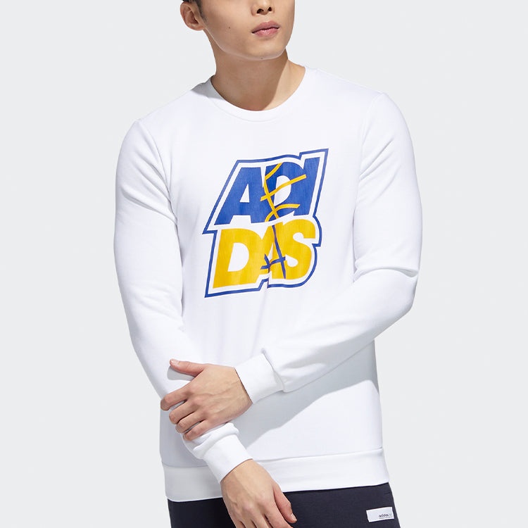 adidas neo M FAV SW Alphabet Printing Sports Pullover White GP5886 - 3