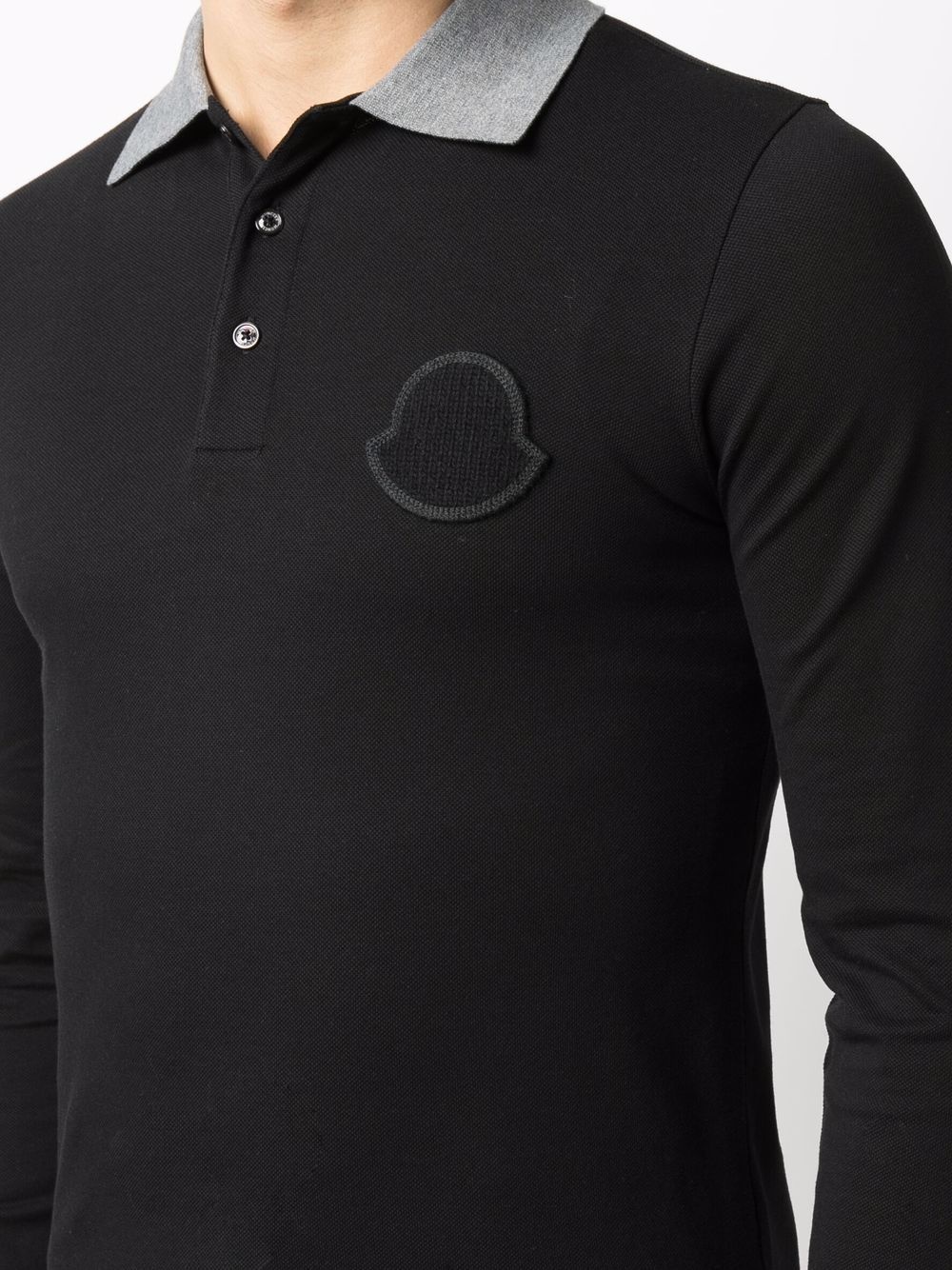 knitted logo-plaque long-sleeve polo shirt - 5