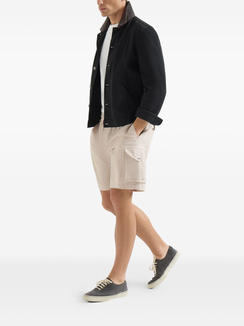 Brunello Cucinelli linen and cotton drill bermuda shorts with drawstring and cargo pockets outlook