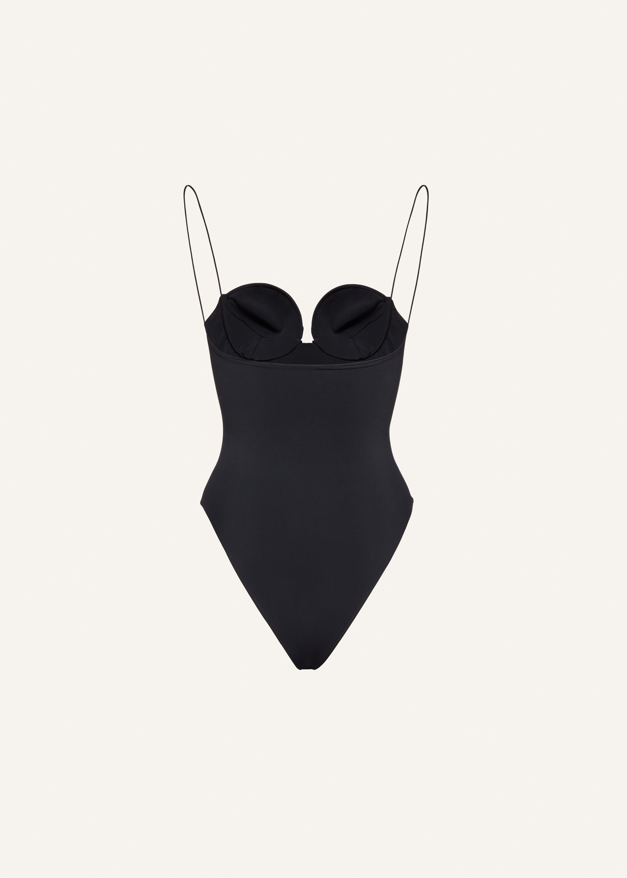 3D flower retro bustier swimsuit in black - 2