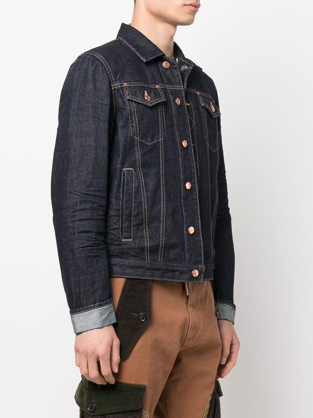 contrast-stitch denim jacket - 2