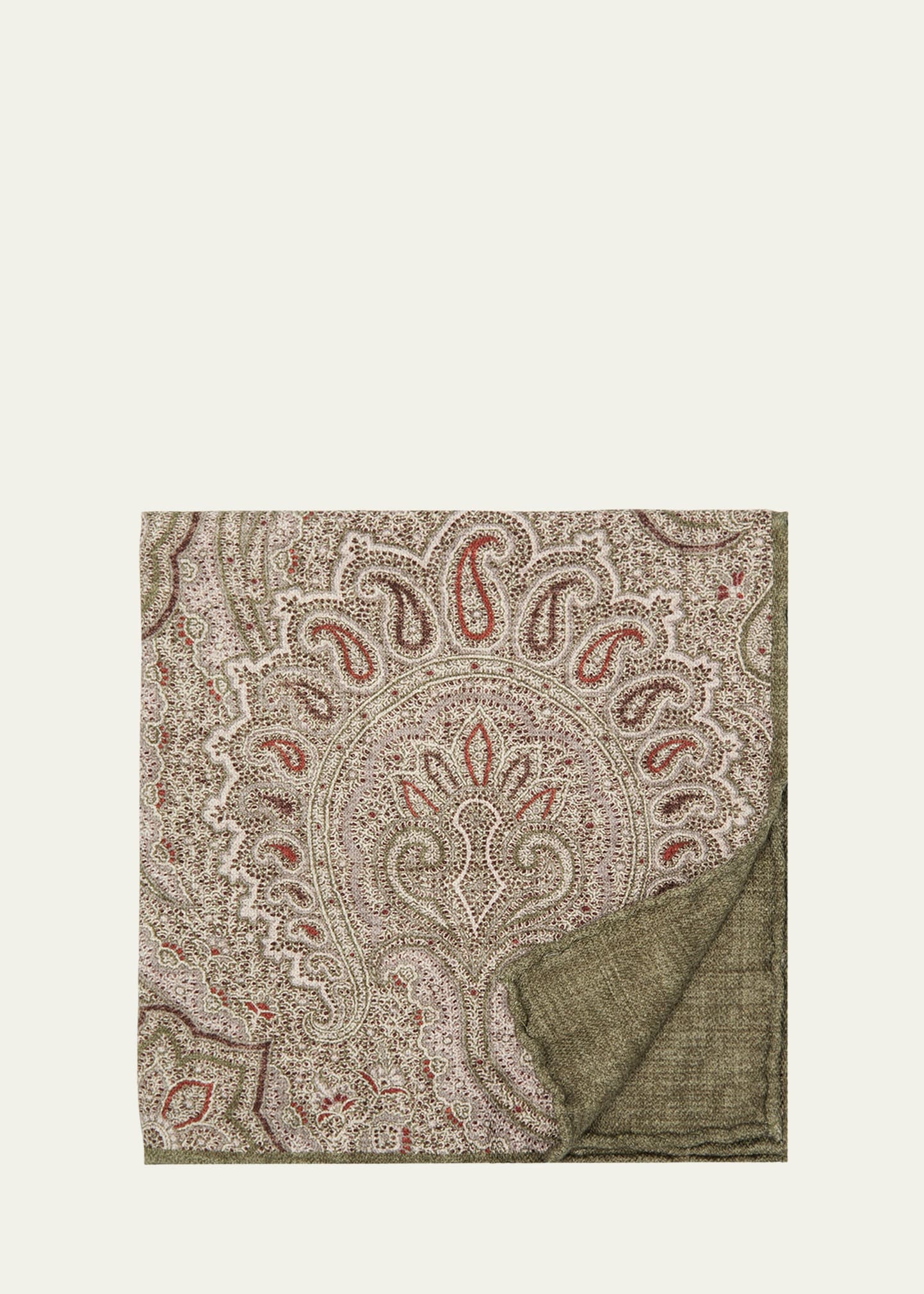 Men's Silk Paisley-Print Pocket Square - 1