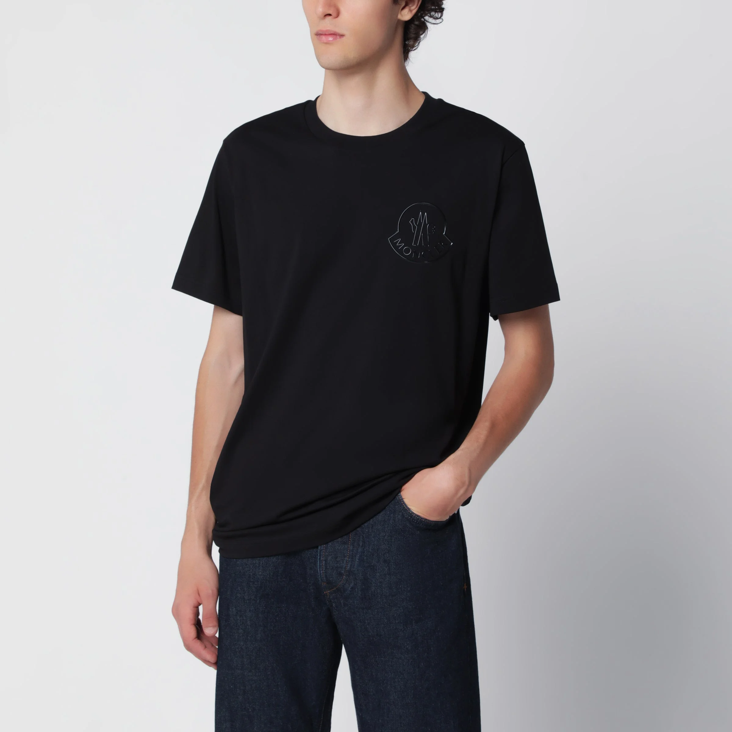 Black cotton T-shirt with logo - 1