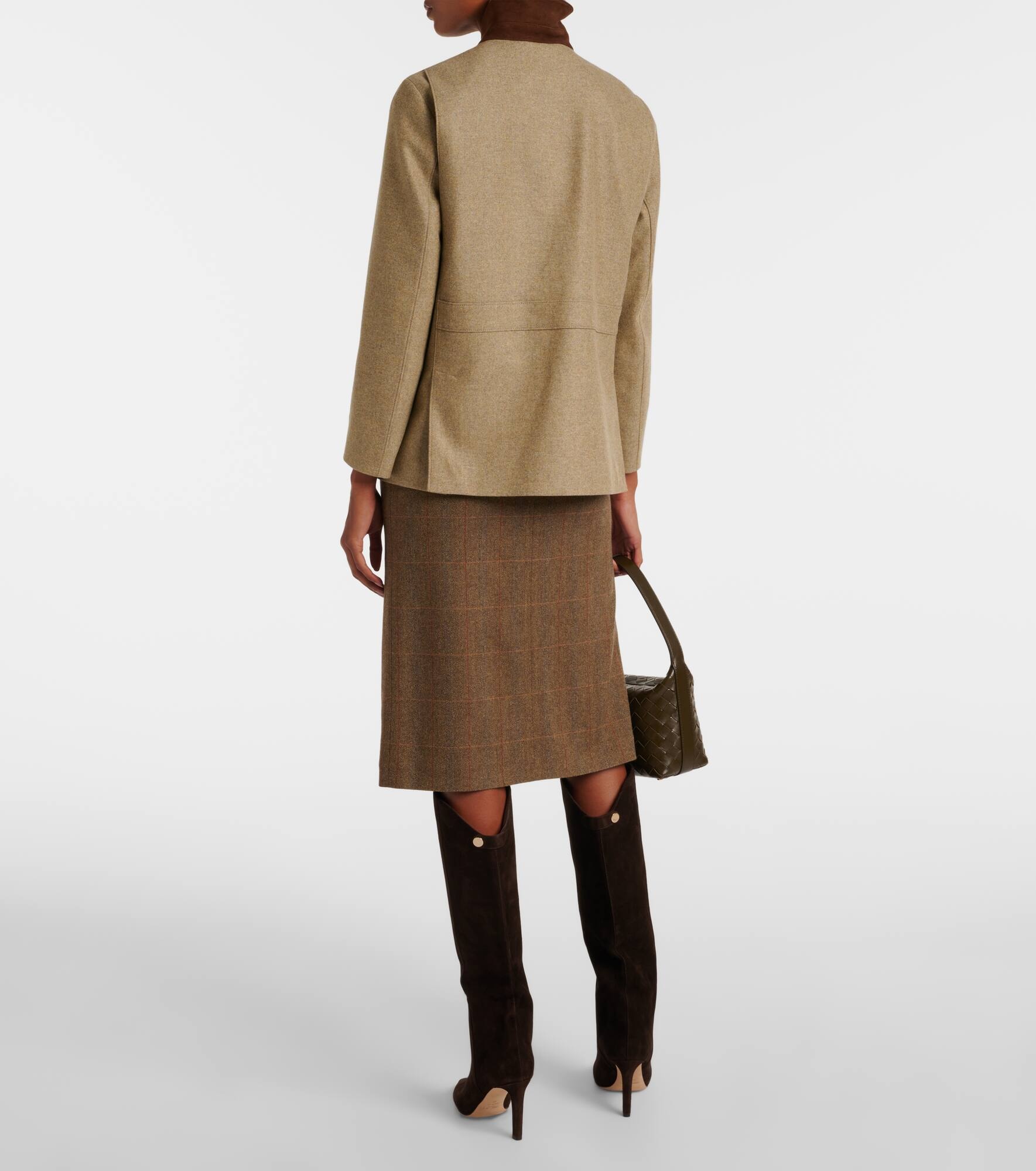 Roadster leather-trimmed wool-blend jacket - 3