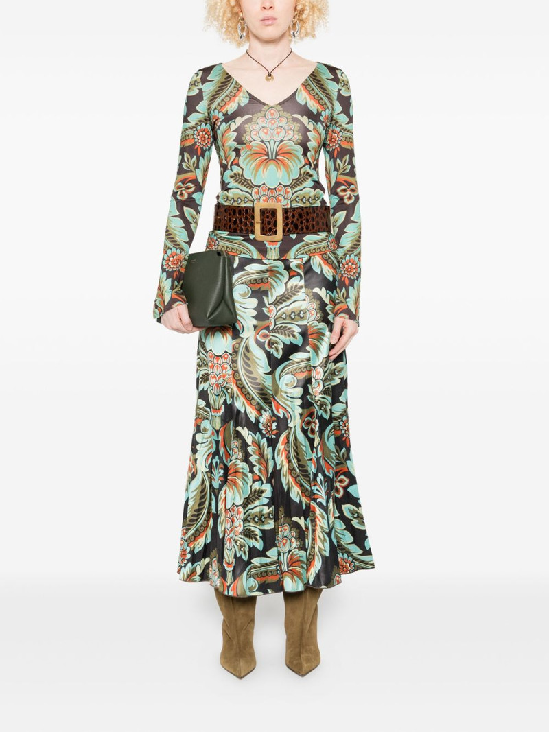 Etro floral-print bell-sleeve T-shirt outlook