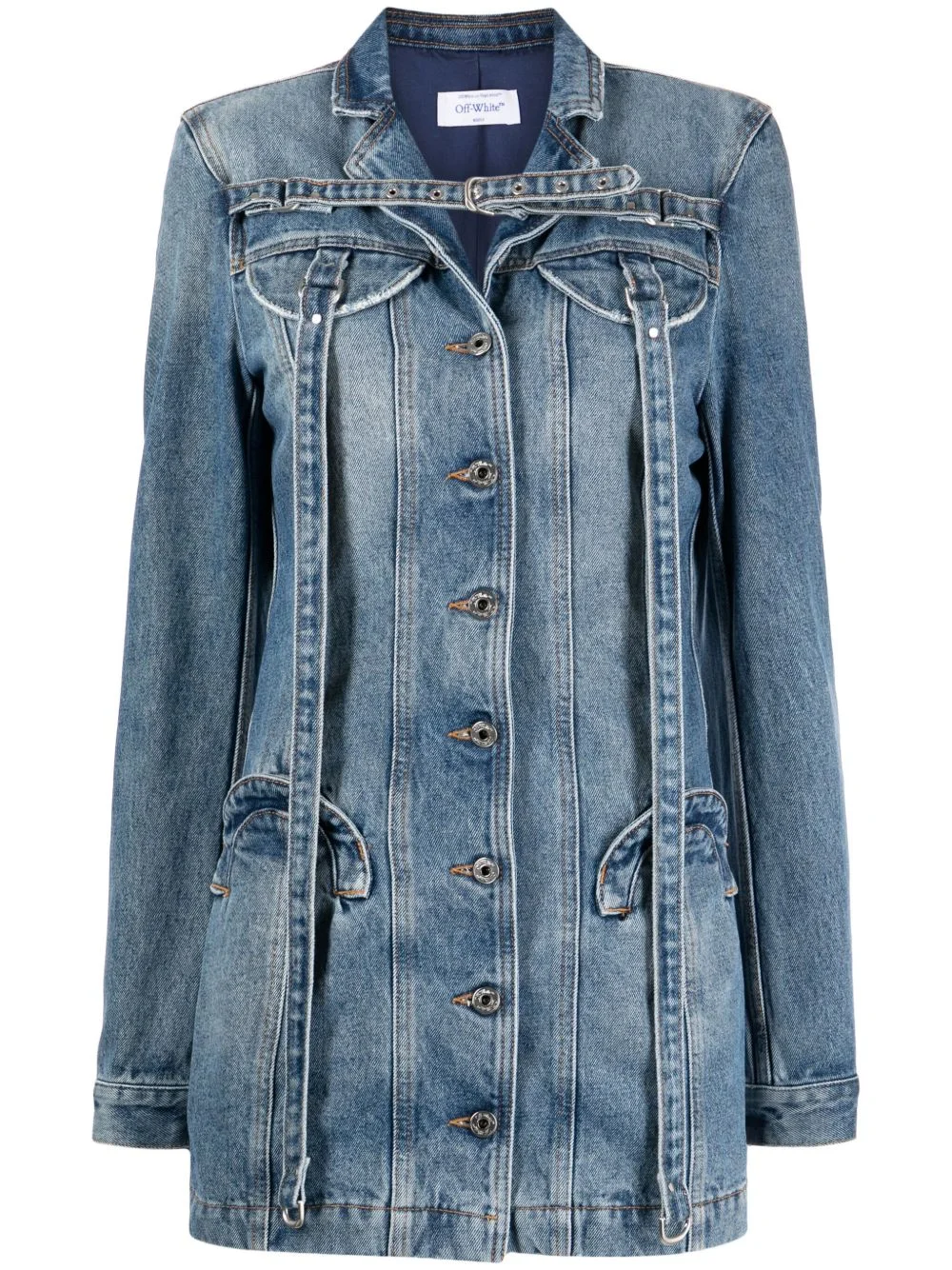 long-sleeve denim minidress - 1