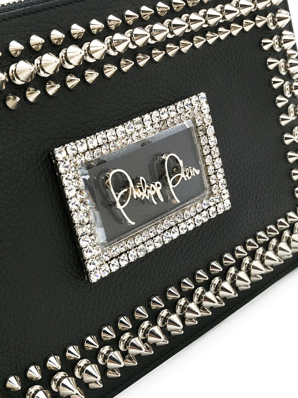 embellished logo plaque clutch bag - 4