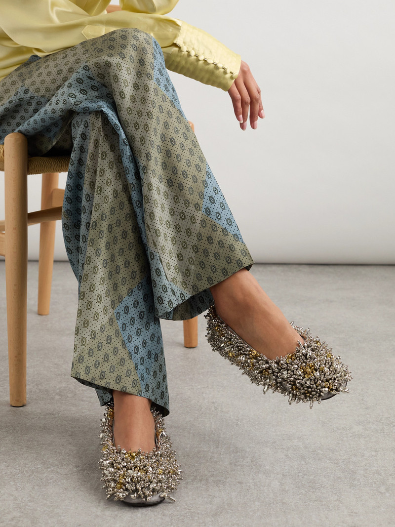 Dries Van Noten Embellished Felt Ballet Flats outlook