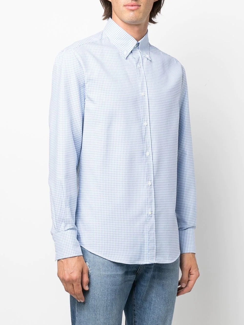 check-print button-down shirt - 3