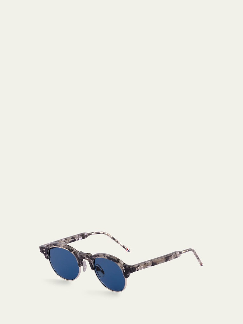 Thom Browne Men's Oval Half-Rim Sunglasses outlook