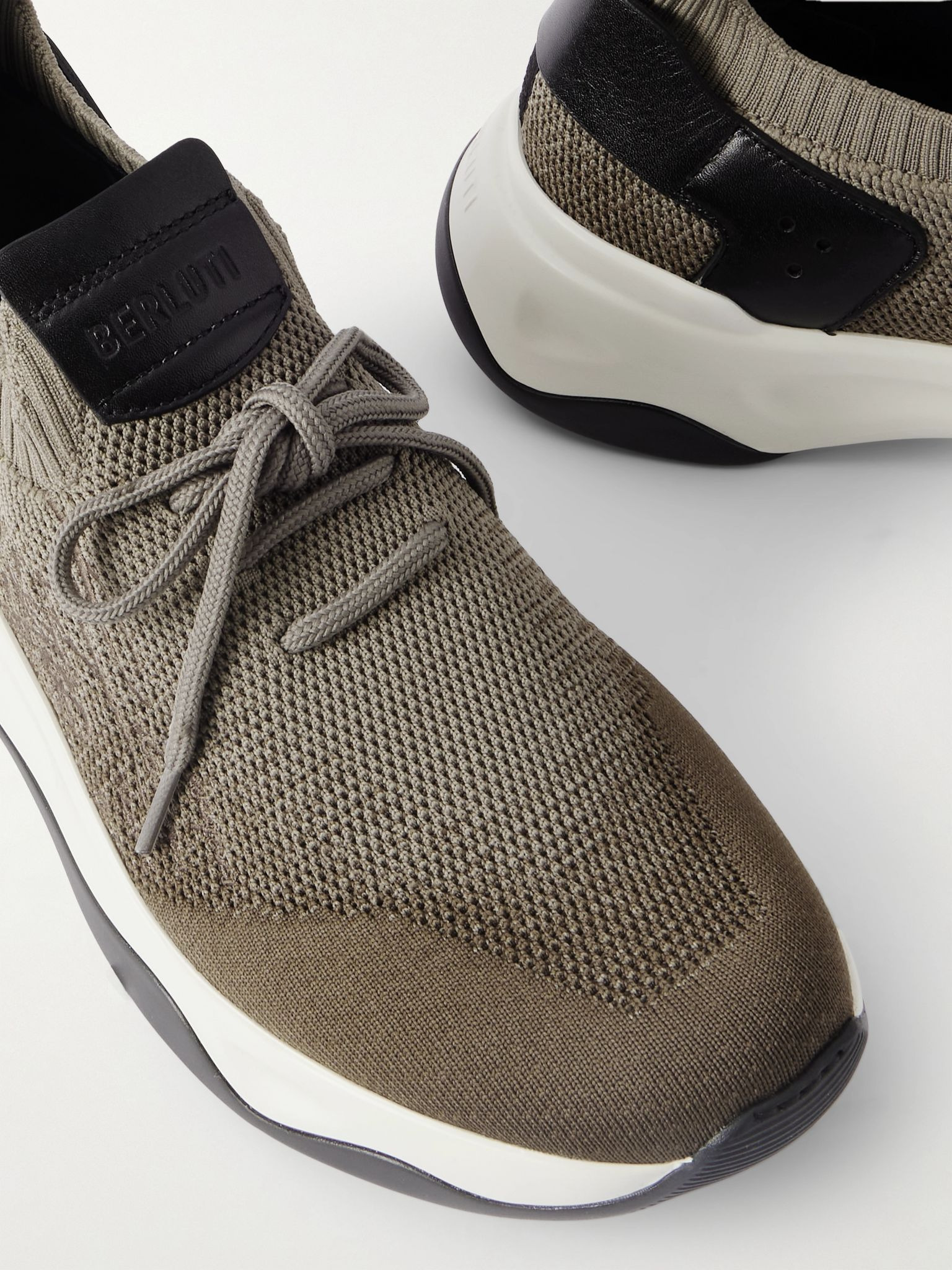 Shadow Scritto Venezia Leather-Trimmed Stretch-Knit Sneakers Green - 5