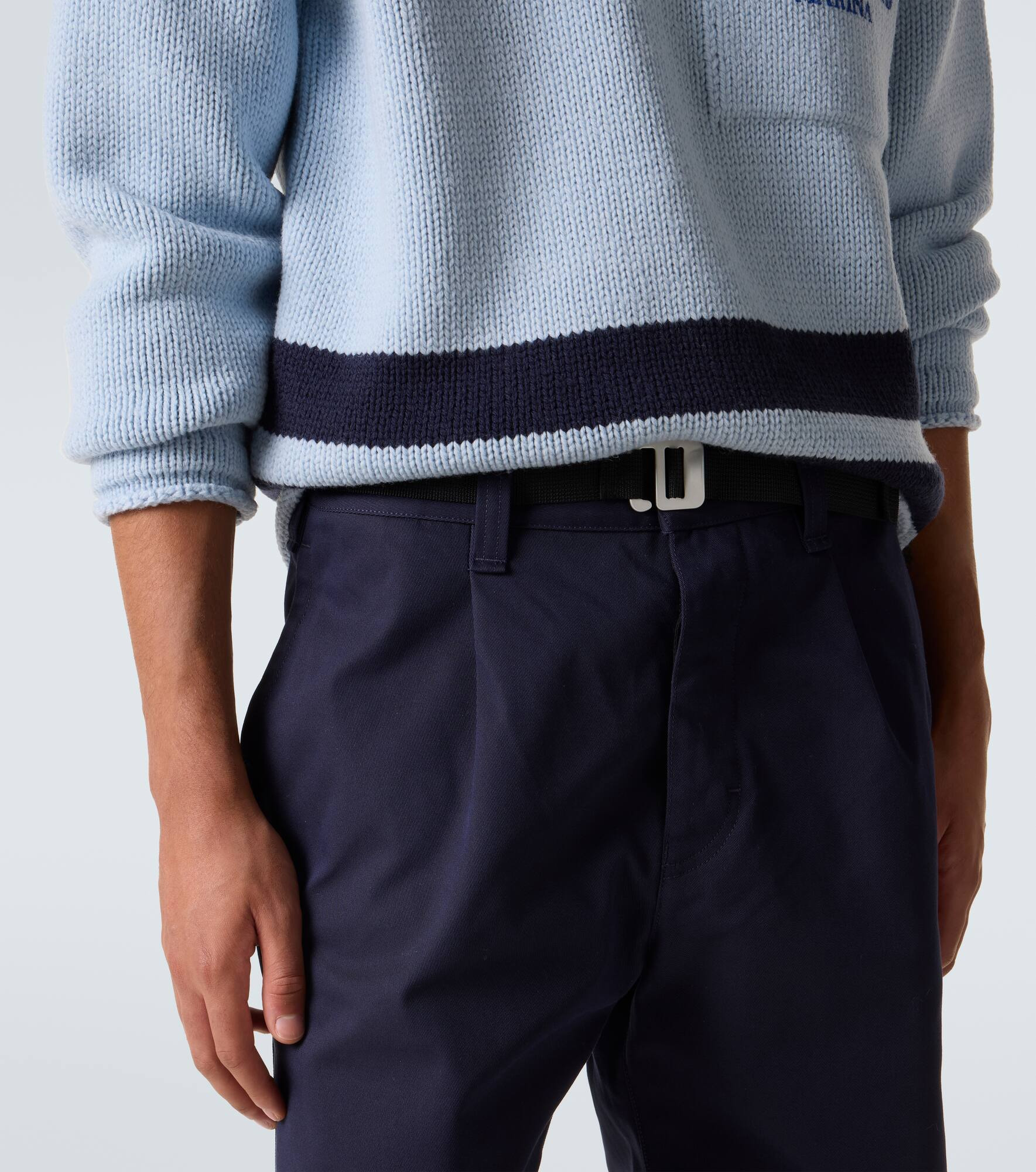 Belted gabardine straight pants - 5